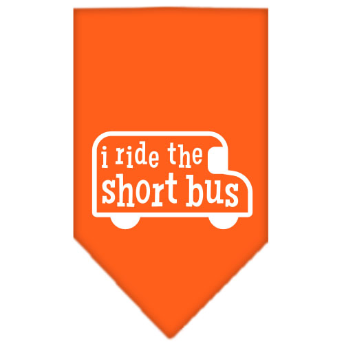 I ride the short bus Screen Print Bandana Orange Large